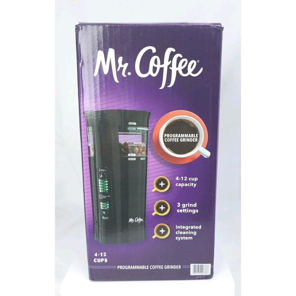 Mr. Coffee IDS77 Programmable Electric Coffee Grinder 4-12 Cup 3 Settings Black